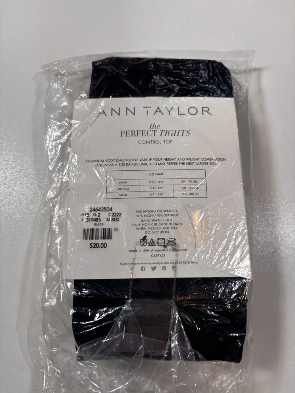 Ann Taylor Control Top Tights Black Size Large The Perfect Tights